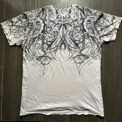 90s affliction Hip Hop Skull Graphic t shirts Men Streetwear Goth Tops Men Clothes Casual Gothic Oversized Long Sleeve T shirt