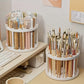 360° Rotating Brush Holder - White Plastic Organizer with Glaze Finish, Space-Saving Design for Art Brushes, Pens, Makeup Tools