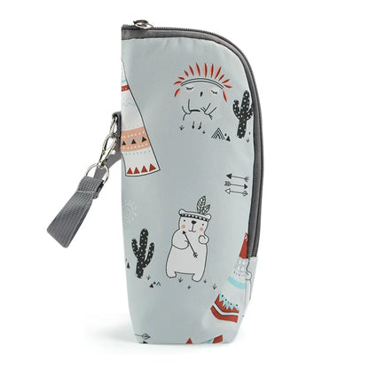 Baby Bottle Warmer Bag Portable Infant Feeding Bottle Aluminum Foil Insulation Outing Stroller Hanging Bag for Storage Cups