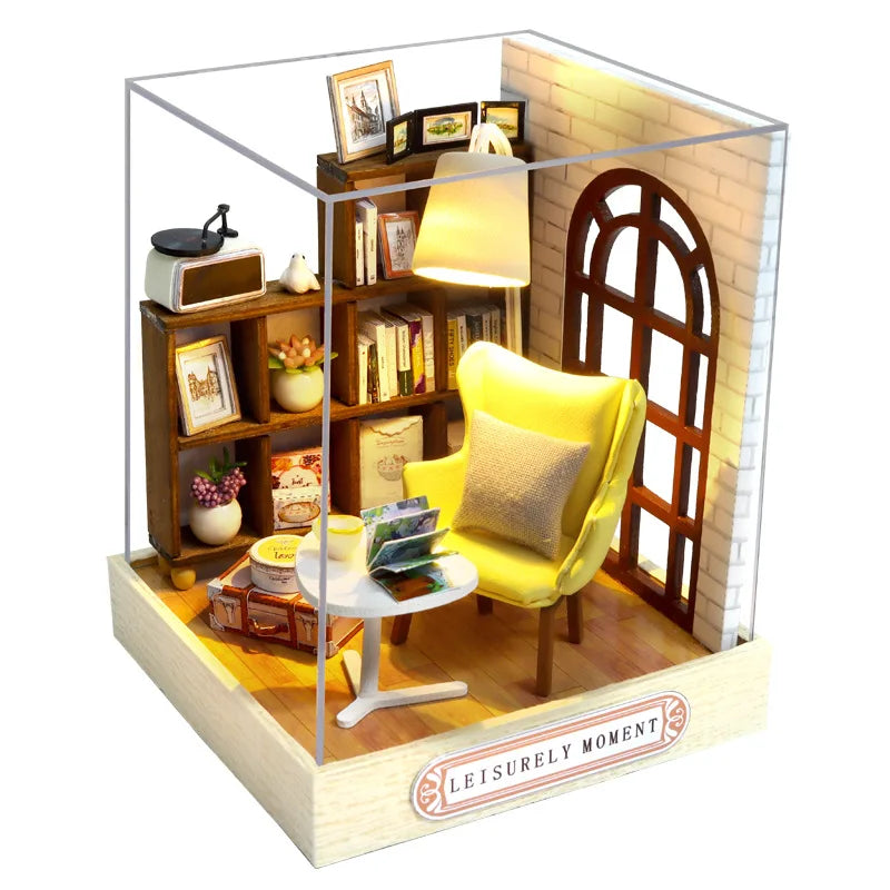 DIY Miniature Dollhouse Kit Assemble Puzzle 3D Wooden House Room Craft With Furniture LED Lights For Friends Birthday Gift Toys
