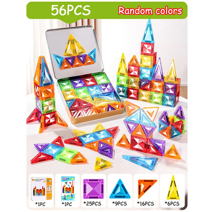 Children's Magnetic Tiles Building Toys 3D Thinking Training Construction Game Portable Iron Box Set Travel Activity Toys Gifts