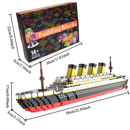 Titanic Model Cruise Ship Building Blocks MOC Boat DIY  Classical Bricks Kit Children Kids Toys Birthday Gift