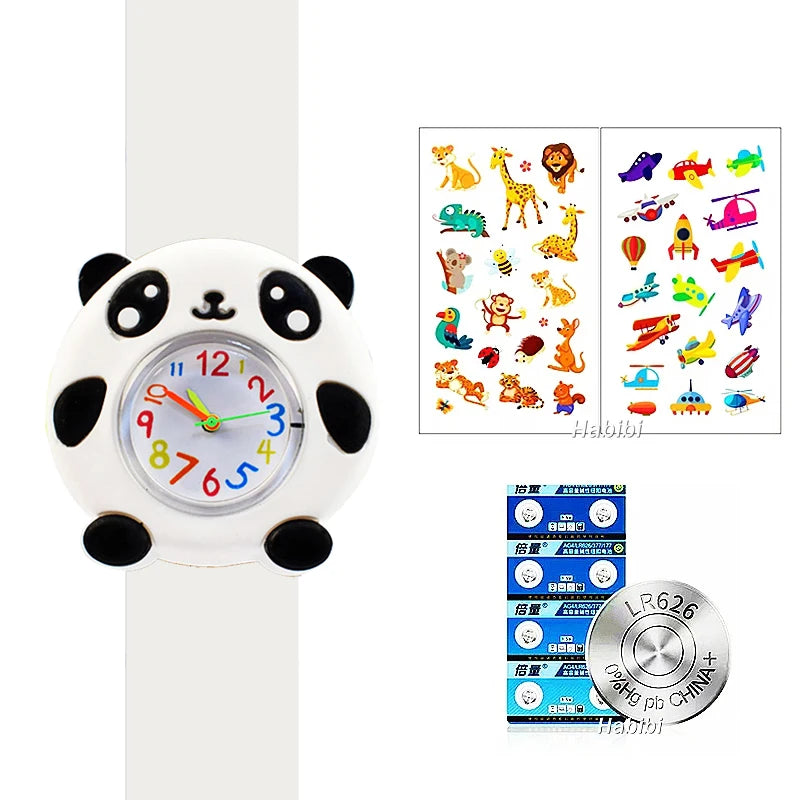 Boys Girls Watches Baby Kindergarten Party Gift Children Study time Toy Wristwatches Slap Bracelet Clock Cartoon Kids Watches