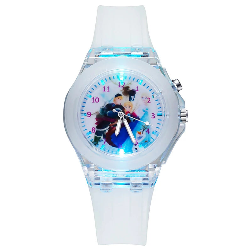 Cartoon Frozen Elsa Princess Fashion Children's Watch Boys and Girls Student Watch with Light Can Be Illuminated at Any Time Fas