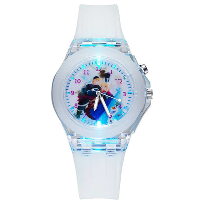 Cartoon Frozen Elsa Princess Fashion Children's Watch Boys and Girls Student Watch with Light Can Be Illuminated at Any Time Fas