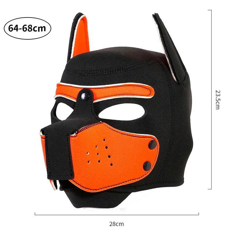 Fashion Unisex Sexy Costumes Latex Open Mouth Dog Headgear Halloween Pupply Play Party Couples Games Full Face Fetish Masks Hood