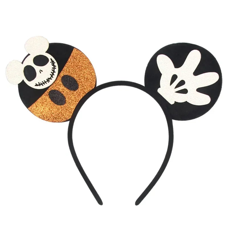 Disney leather Bat Bows Mickey Mouse Ear Headband for Adults Halloween Headwear Women Girls Cosplay Ghost Party Hair Accessories