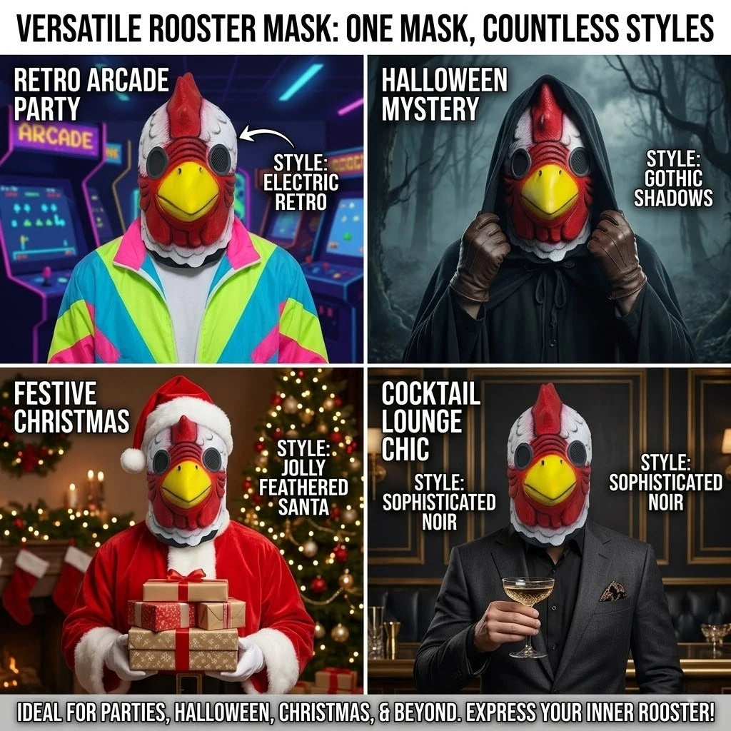 Latex Cartoon Rooster Head Cover Halloween Chicken Costume Mask Miami Cosplay Deluxe Cock Mask Animal Carnival Party Props