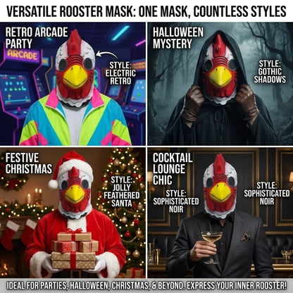 Latex Cartoon Rooster Head Cover Halloween Chicken Costume Mask Miami Cosplay Deluxe Cock Mask Animal Carnival Party Props