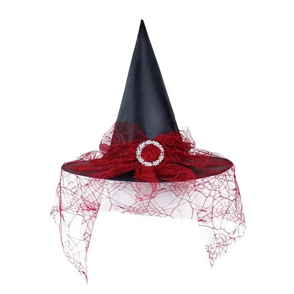 Halloween Witch Hat Decoration Props Reusable Witches Hats Cloth Adult Children Cosplay Hat Prop Party Cosplay Polyester Taffeta