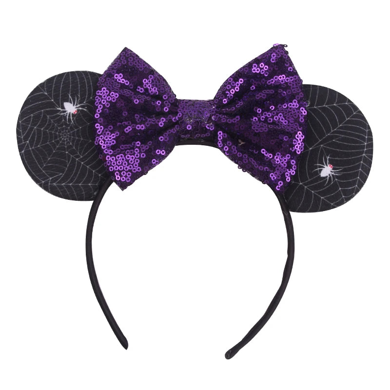 2026 Latest Halloween Cobweb Ears Headband Women Festival DIY Mouse Hairband Kids Party Villains Cosplay DIY Hair Accessories
