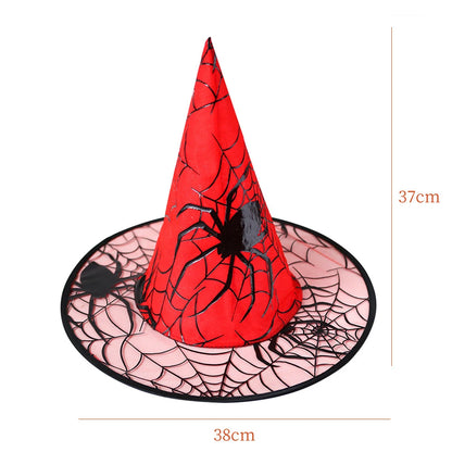 Witch Hat Halloween Decoration Supplies Witch Hat Children Adult Prom Party Dress Up Mesh Wizard Magics Hat for Party