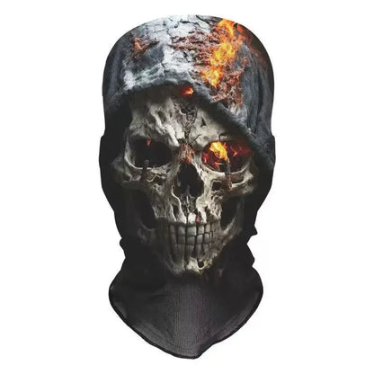 Halloween Skeleton Mask Elastic Mesh Hood Scary Party Cosplay Prop Breathable Face Cover Hood