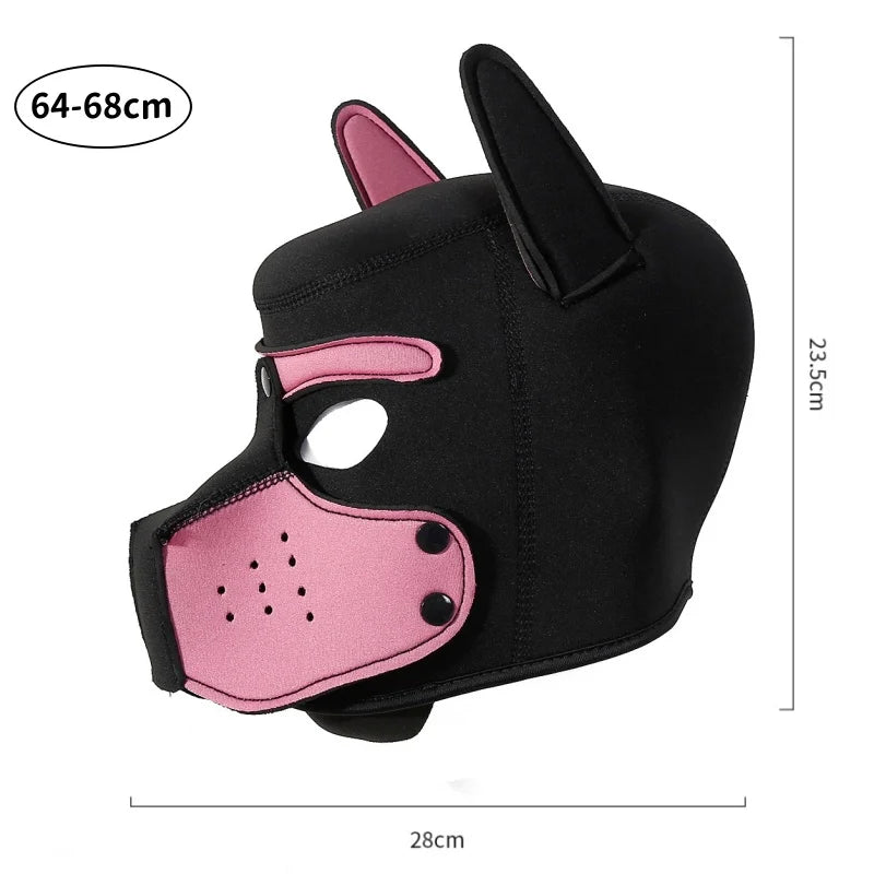 Fashion Unisex Sexy Costumes Latex Open Mouth Dog Headgear Halloween Pupply Play Party Couples Games Full Face Fetish Masks Hood