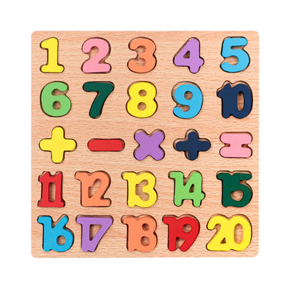 Kids Alphabetic Arithmetic Number Geometric Shapes Wooden Puzzle Montessori Preschool Learning Educational Game Toy for Children