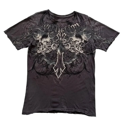 American New Retro Trend Printed Long Sleeve 90s Street Hip-Hop Harajuku T-shirt Men Fashion Gothic Casual Pure Cotton Loose Top