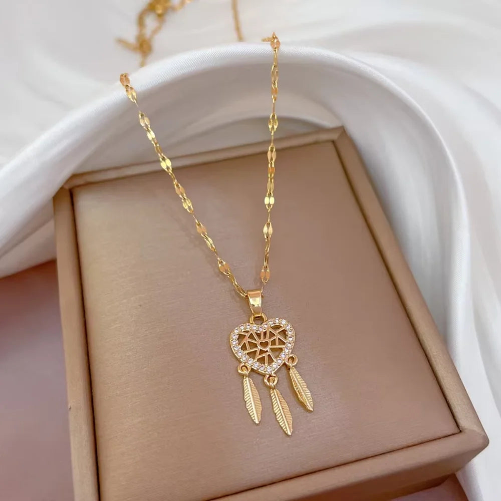 Cute Elephant Cubic Zirconia Pendant Necklaces For Women and Men Golden Copper Metal Necklace Versatile Daily Party Jewelry