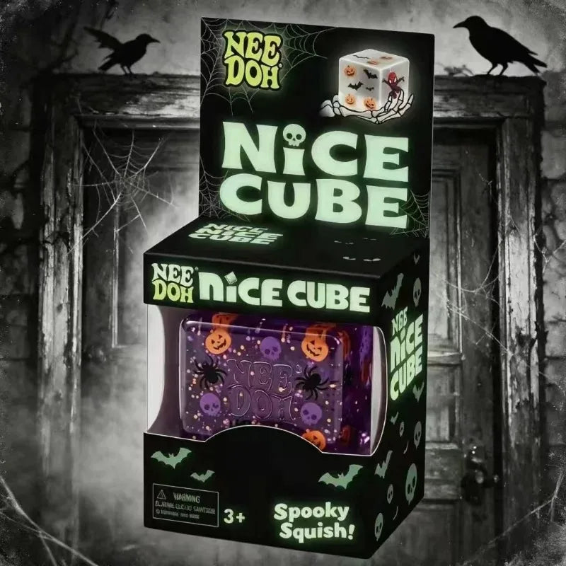 Halloween ghost Nee Doh Nice cube slow rebound soft toy maltose cube fidgety decompression extrusion toy party holiday gift.