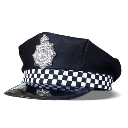 Adult Police Hat Octagonal Flat Top Hat Role Play Fun Props U.S. Police Hat Uniform Accessory Halloween Mardi Gras Party
