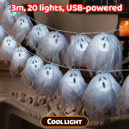 In Stock Halloween Ghost Head Decorations White Gauze Props Ornaments Spooky Haunted House Prank Novelty Toys Birthday Gift