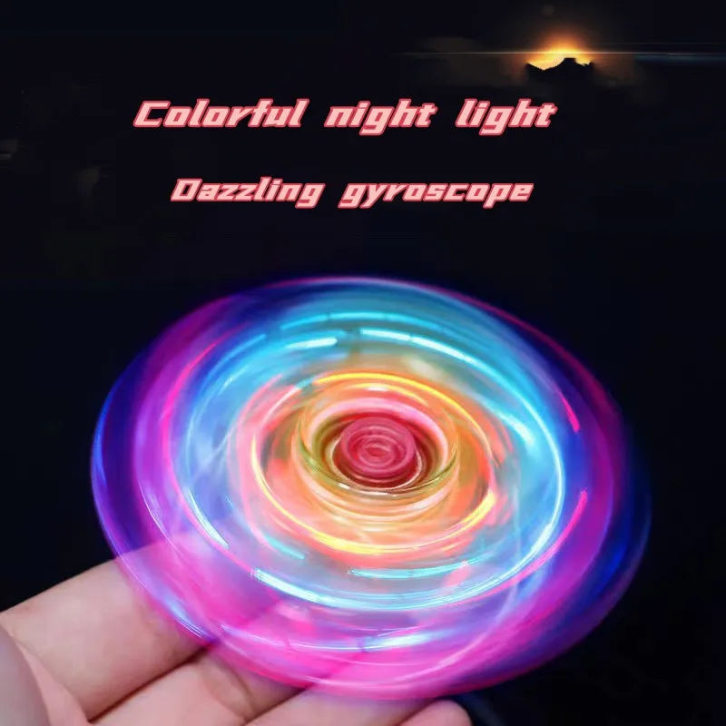 Crystal glowing gyroscope LED light Fidget Spinner hand cranked gyroscope glowing EDC pressure reducing toy for children