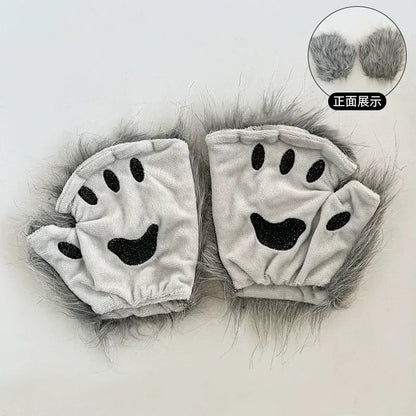 Cat Cosplay Costume Foxes Mask+Tail +Gloves Set  Halloween Costume Accessorie Wolf Therian Theme Party Dress Up Prop Accessories