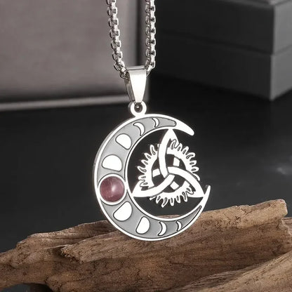 Fashion Charm Witch Knot Necklace Stainless Steel Irish Celtic Knot Pendant Witchcraft Amulet Magical Jewelry Gift for Girls