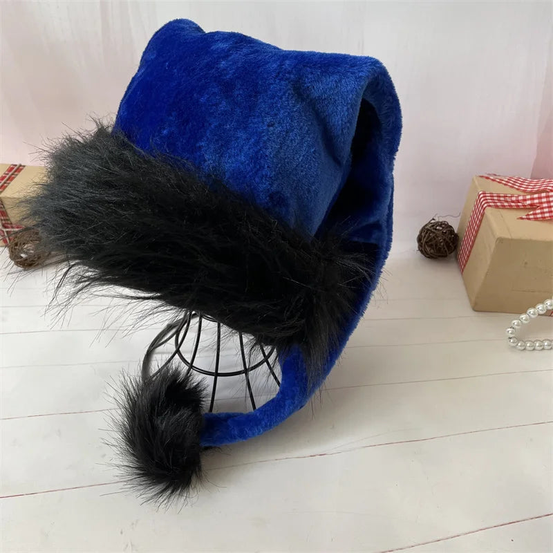 75cm Adult Black Plush Long Christmas Hat Xmas Costume Santa Halloween party decorations