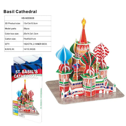 3D World-famous Architectural Puzzle Big Ben Pisa Tower White House Kindergarden Toy Children Classroom Handmade Gifts Jigsaw