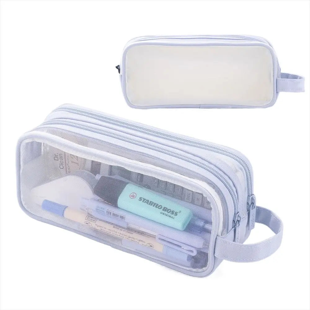 Purple Transparent Pencil Case, Large-capacity Simple Stationery Bag, Cute Cosmetic Bag, Student Study Supplies, Office Supplies