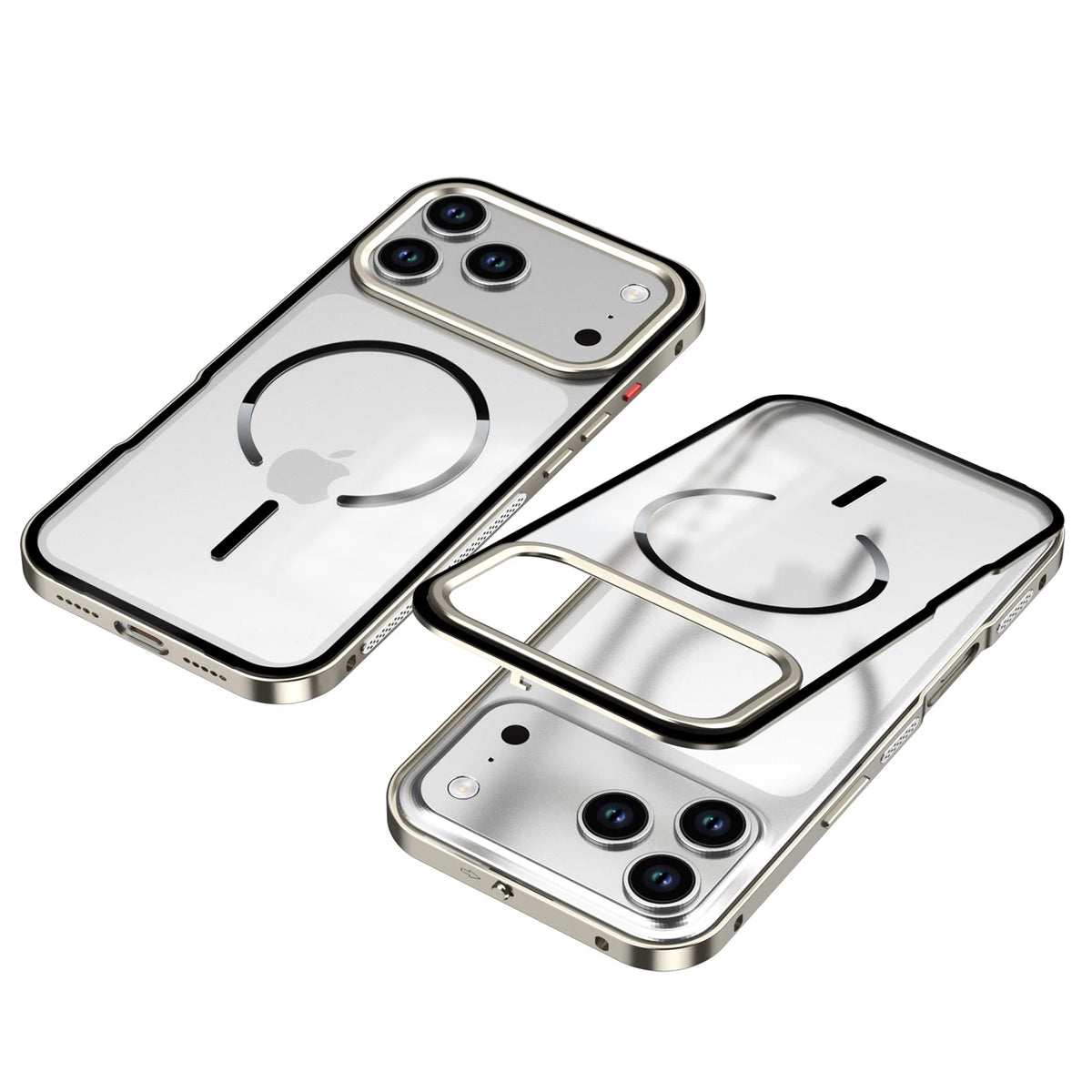 For Magsafe Matte Backplane 2in1 Magnetic Phone Case for iPhone 18 17 Pro Max 18Pro Aluminum Alloy Buckle Border Removable Cover