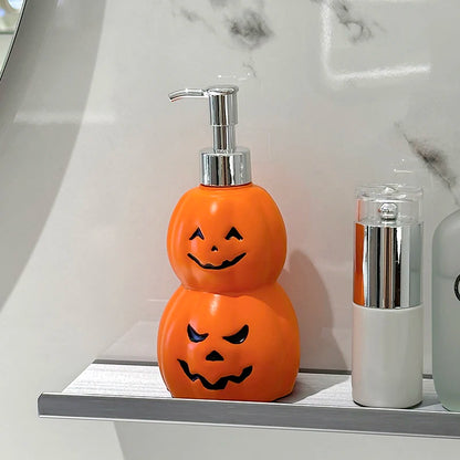 Halloween Double Layer Pumpkin Lotion Dispenser Funny Face Pump Bottle Bathroom Sink Hand Soap Holiday Desktop Decor Ornament