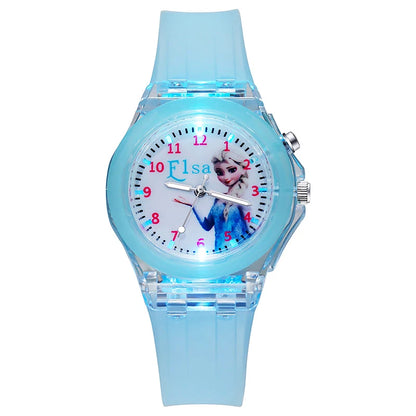 Cartoon Frozen Elsa Princess Fashion Children's Watch Boys and Girls Student Watch with Light Can Be Illuminated at Any Time Fas