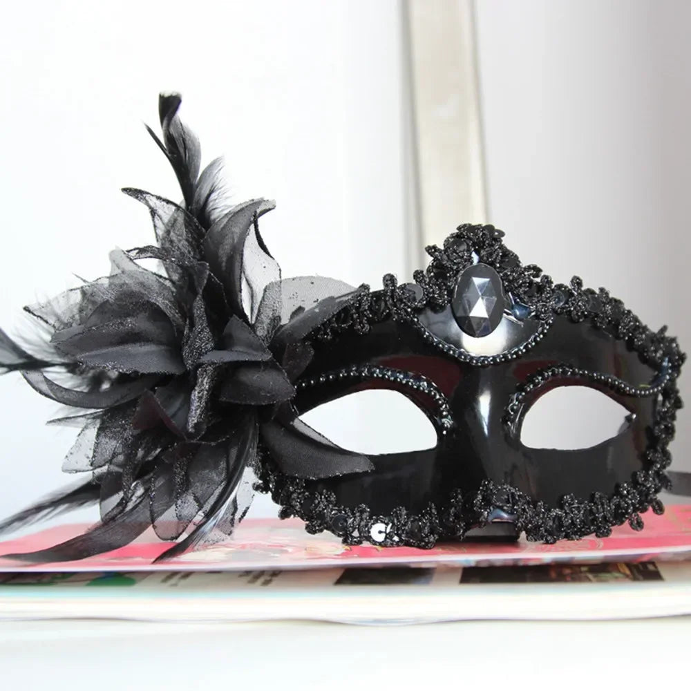 Dance Party Diamond Venetian Mask Feather Flower Wedding Carnival Performance Costume Sexy Lady Mask Masquerade Christmas 2026