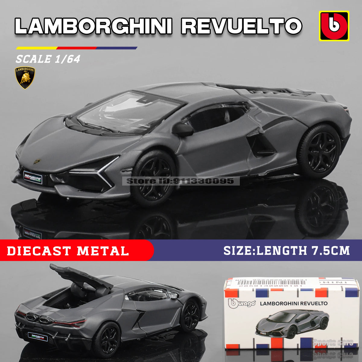 Bburago 1:64 golf Porsche 911 Shelby Raventon Mustang Lamborghini Collection Series Car Die Casting Model Gift Toy
