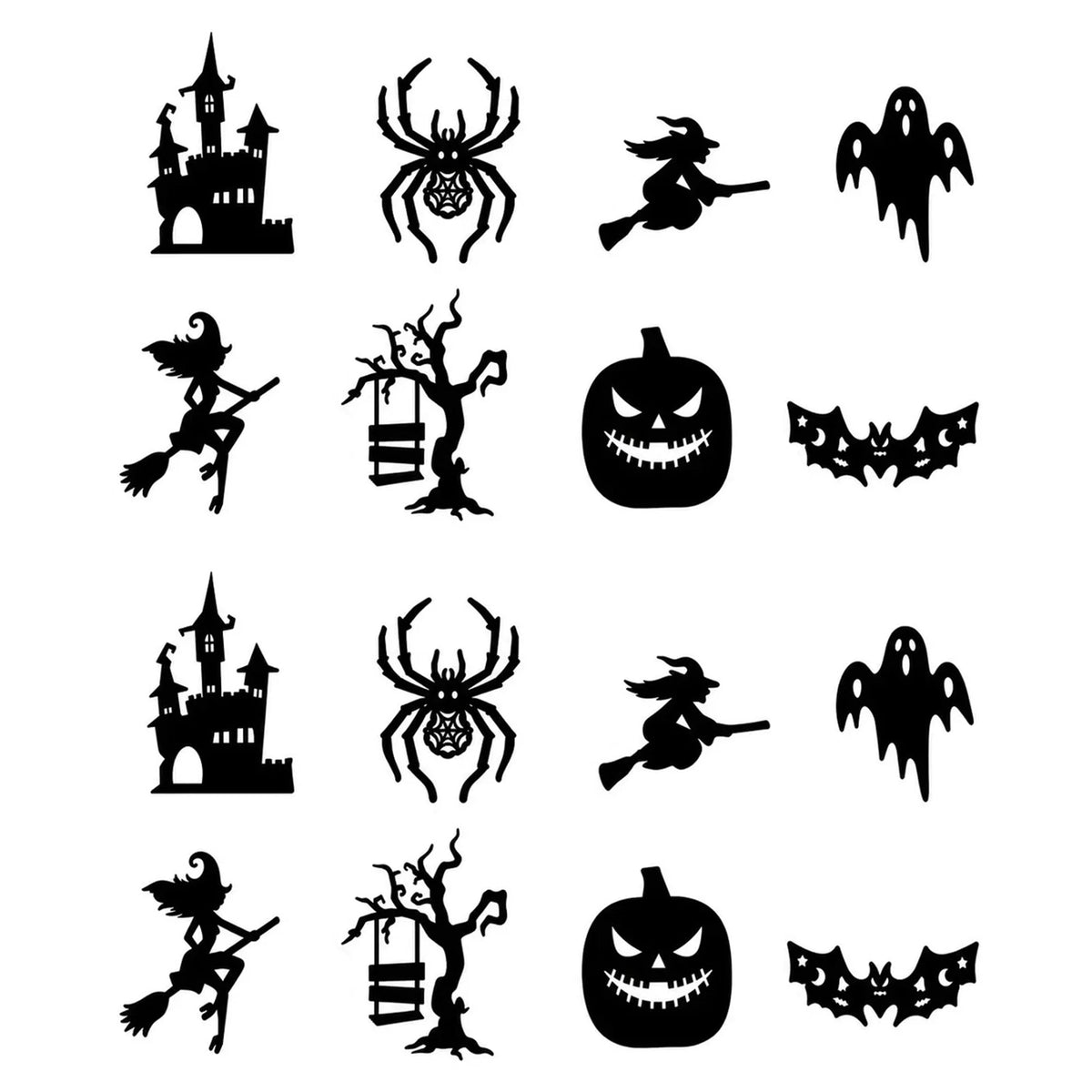 8pcs Halloween LED-Silhouette Wall Light Stickers Glow-In-The-Dark Bats Spiders Wall Decor Spookys Pumpkins Spiders Tree Decor