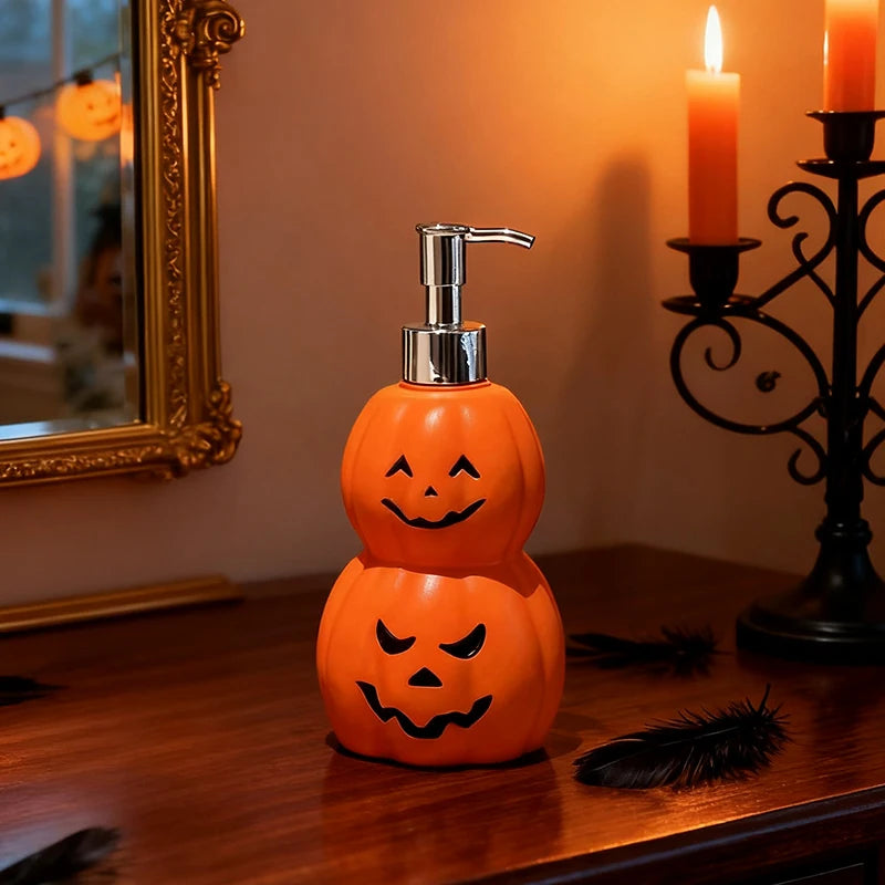 Halloween Double Layer Pumpkin Lotion Dispenser Funny Face Pump Bottle Bathroom Sink Hand Soap Holiday Desktop Decor Ornament