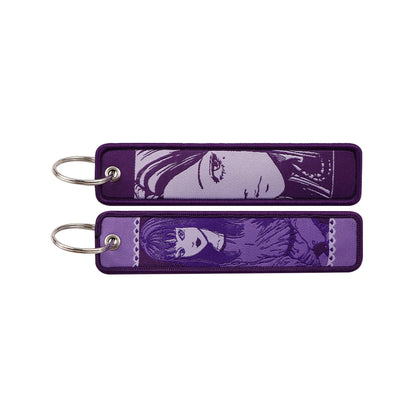 Popular Anime Character Embroidery Keychain Cool Cartoon Key Tag Motorcycles Cars Backpack Chaveiro Fashion Keyring Friend Gifts