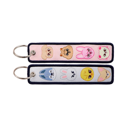 Popular Anime Character Embroidery Keychain Cool Cartoon Key Tag Motorcycles Cars Backpack Chaveiro Fashion Keyring Friend Gifts