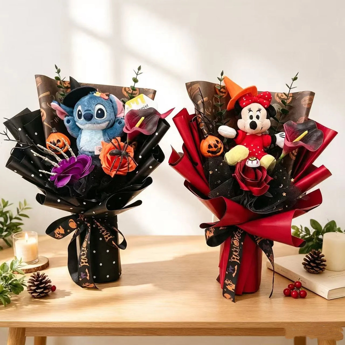 Genuine Stitch Micky Minions Pikachu Plush Dolls Anime Cartoon Cosplay Christmas Halloween Styles Creative Handmade Bouquets