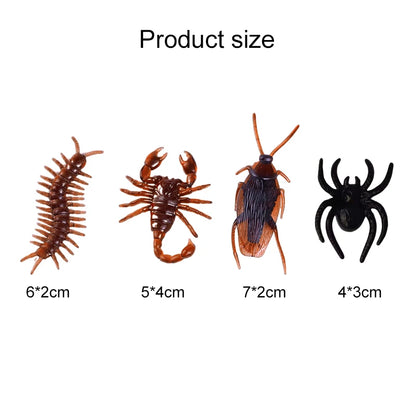 12/48pcs Halloween Simulation Bug Cockroach Spider Centipede Scorpion Plastics Prank Bug Funny Halloween DIY Decoration TMZ