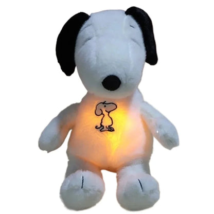 New Baby Breathing Soothing Snoopy white dog Plush Doll Sleeping Companion Music and Light Doll Sensory Stuffed Toy Kid Gifts