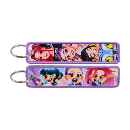 Popular Anime Character Embroidery Keychain Cool Cartoon Key Tag Motorcycles Cars Backpack Chaveiro Fashion Keyring Friend Gifts
