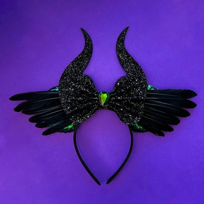 Disney Halloween Ear Headbands For Adults Kids Cosplay Bat Skeleton Maleficent Hairband Girls Ghost Women Party Hair Accessories