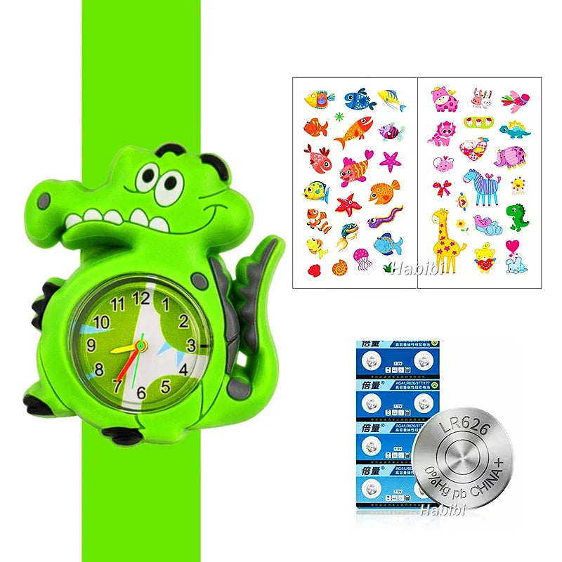 Boys Girls Watches Baby Kindergarten Party Gift Children Study Time Toy Wristwatches Slap Bracelet Clock Cartoon Kids Watches 22