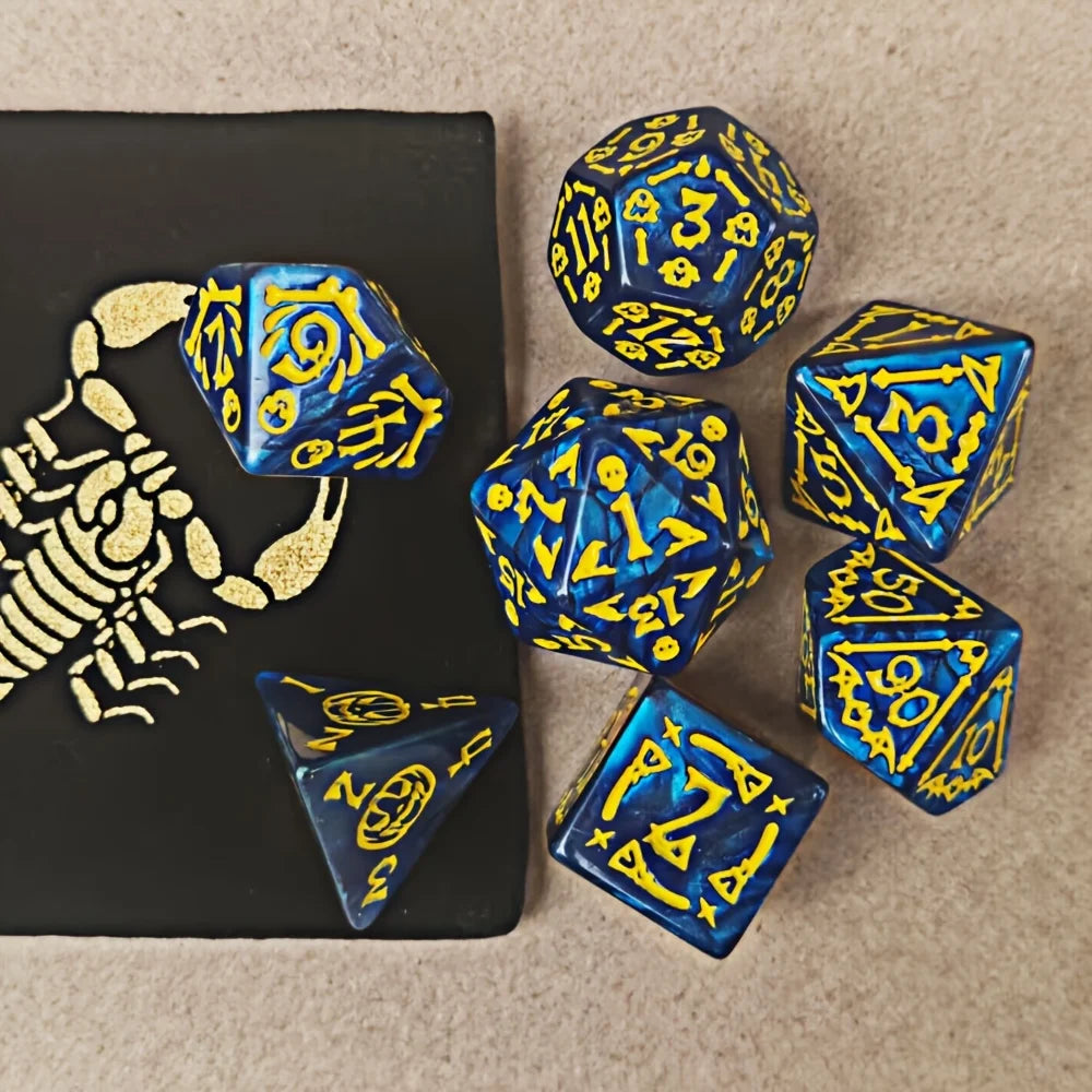 DND Dice Set -7pc Halloween Polyhedral Dice with Dice Bag for D&D RPG MTG Role Playing Table Party Games & DM & Dice Goblin