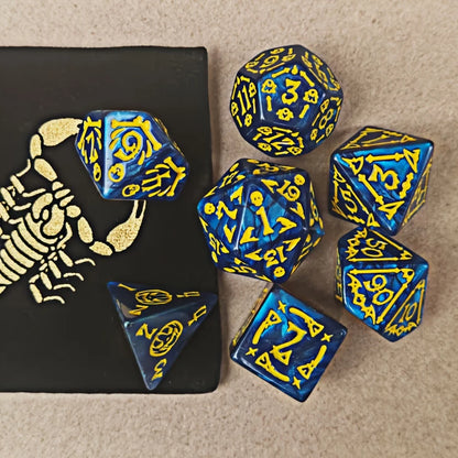 DND Dice Set -7pc Halloween Polyhedral Dice with Dice Bag for D&D RPG MTG Role Playing Table Party Games & DM & Dice Goblin