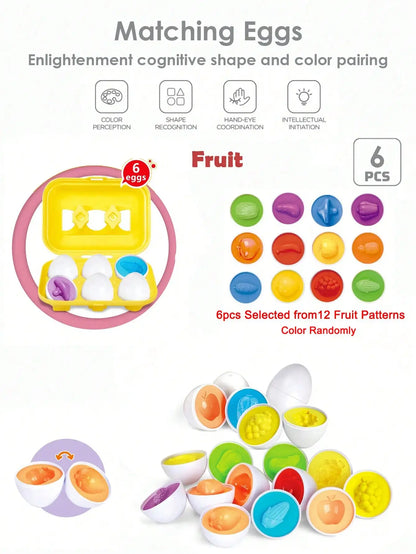 6pcs/12pcs Baby Smart Eggs Montessori Educational Toys For Children Color Shape Matching Recognize Toddler Intelligent Learning