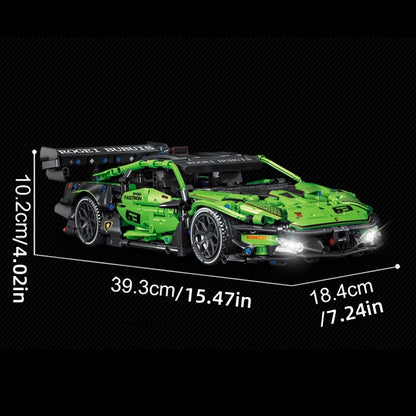MOC Technical Green Racing Car Building Blocks Set  Model Kit DIY Assembly Bricks STEM Educational Toys Kids Birthday Gift