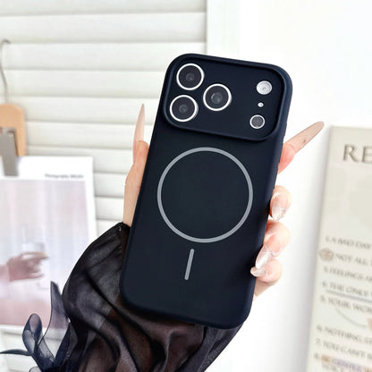 dark cherry Magnetic Liquid Silicone Case For iPhone 18 17 16 15 Pro Max Magsafe Wireless Charging Protection Phone Back Cover